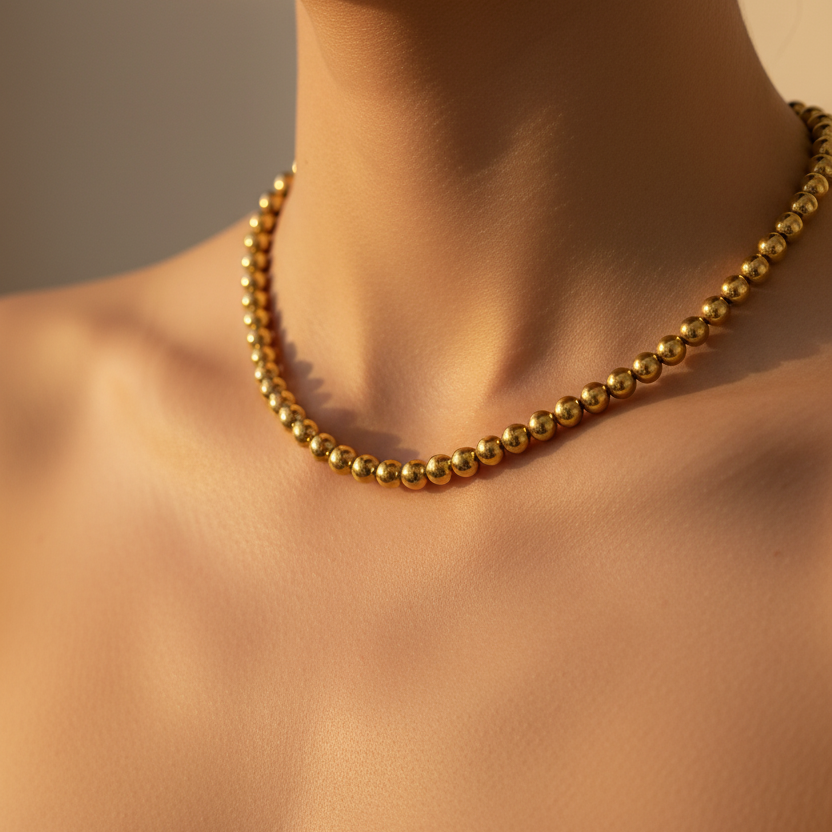 Golden Hour Beaded Necklace – On Model, No Face