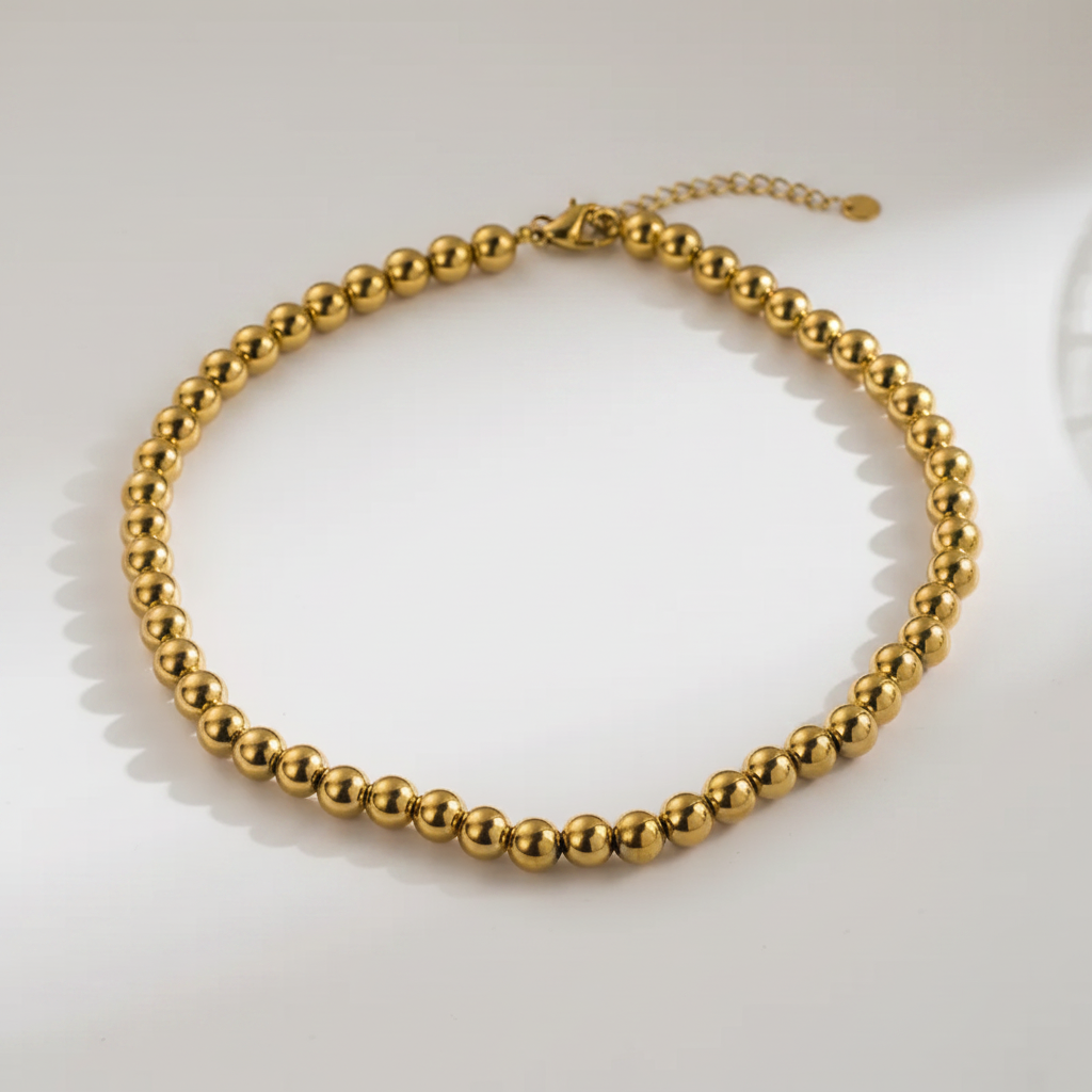 Golden Hour Beaded Necklace - side angle