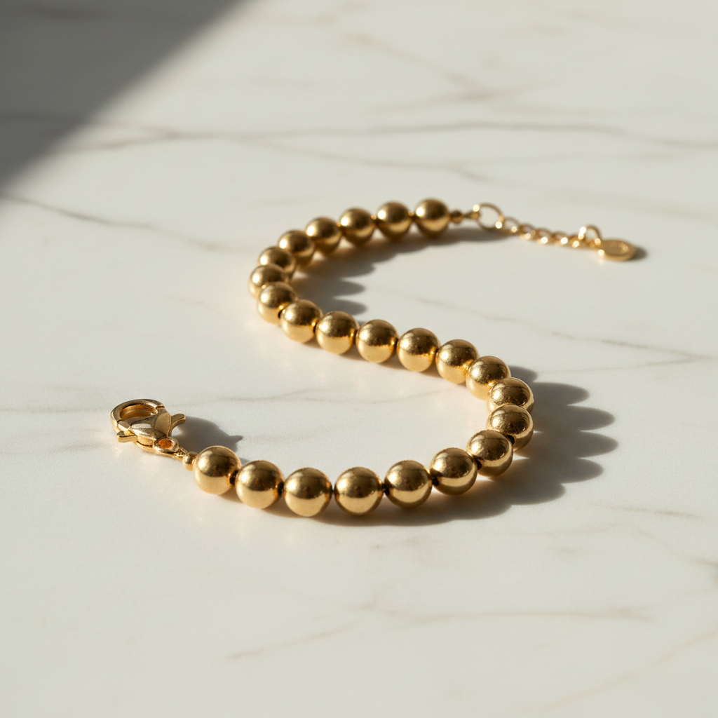 Golden Hour Beaded Bracelet – marble surface, single bracelet