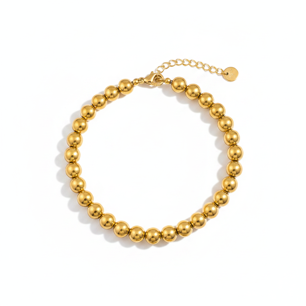 Golden Hour Beaded Bracelet – flat lay white background, single bracelet