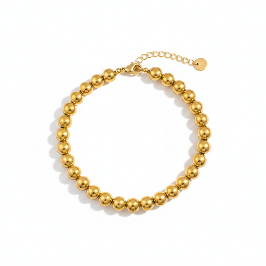 Golden Hour Beaded Bracelet – flat lay white background, single bracelet