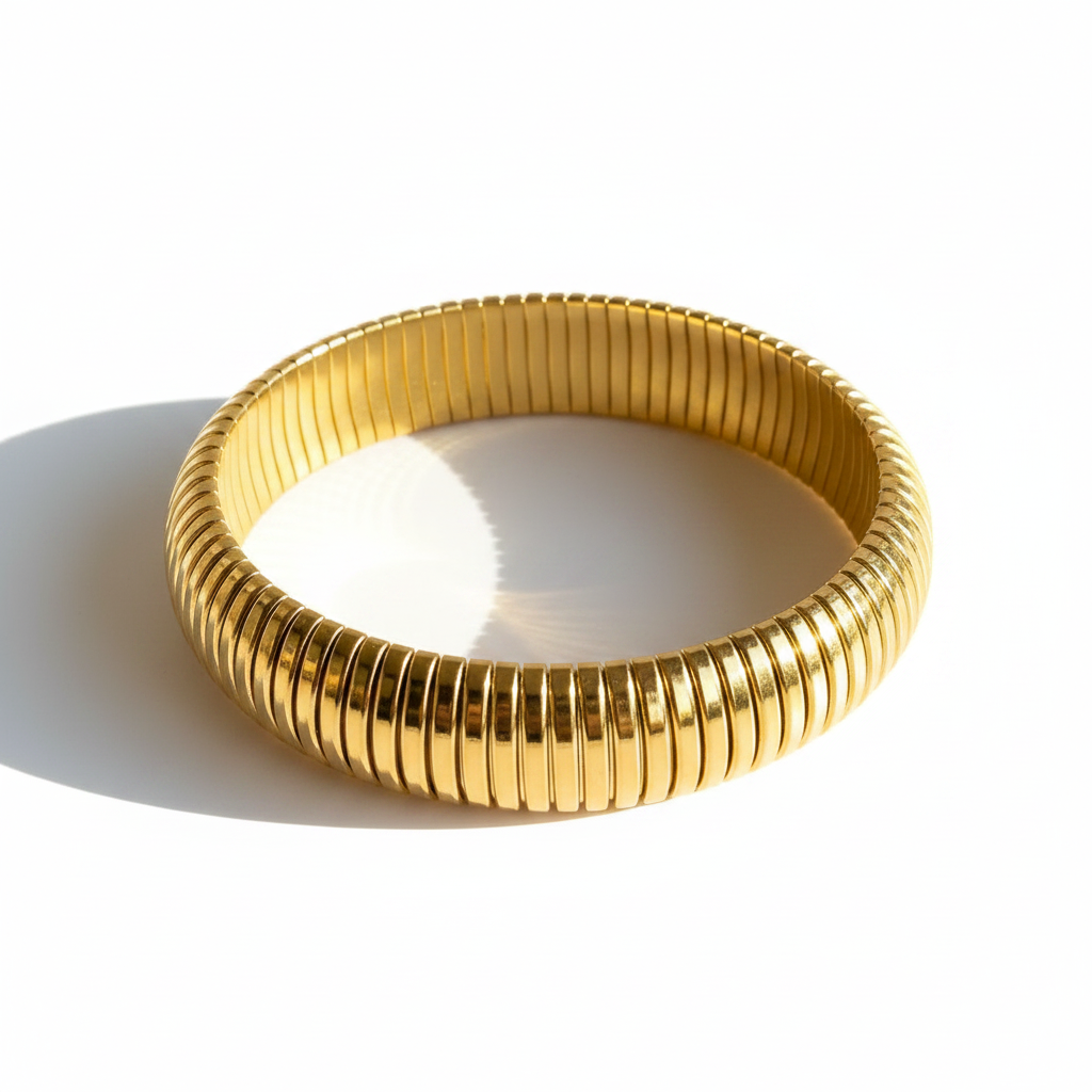Soleil Coil Bangle – plain white background